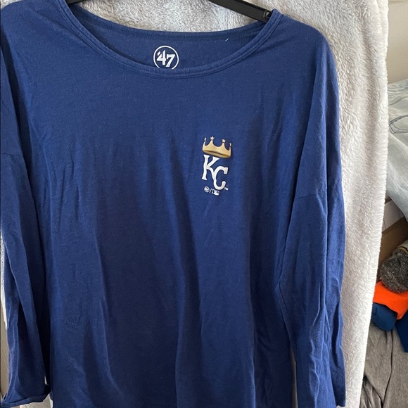 47 Royal Blue women’s Long Sleeve Tee with KC Crown - Picture 1 of 4